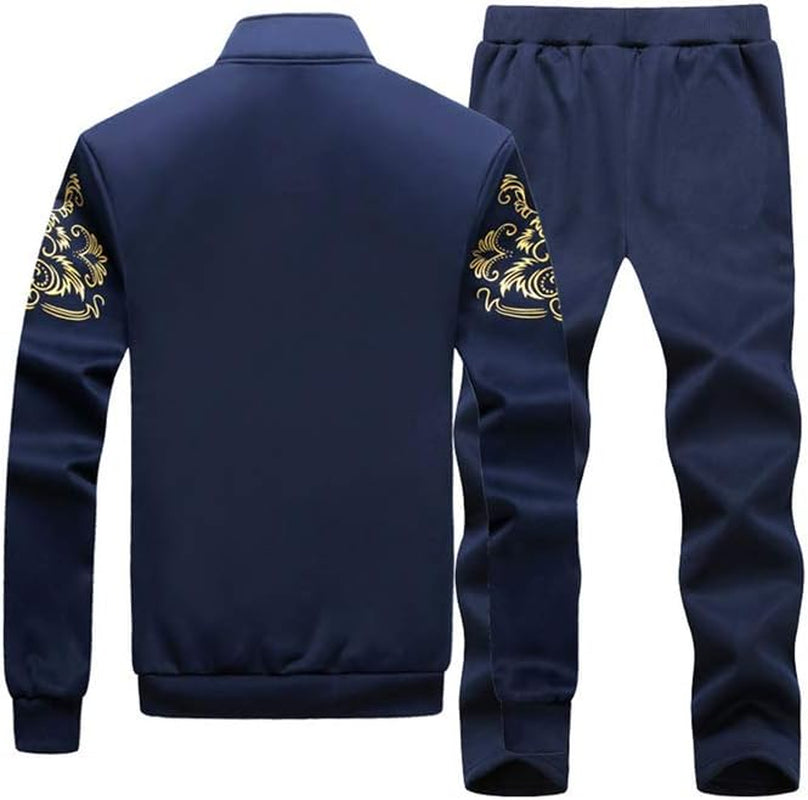 Men'S 2 Pieces Tracksuits Running Jogging Sports Suits Athletic Long Sleeve Sweatsuit