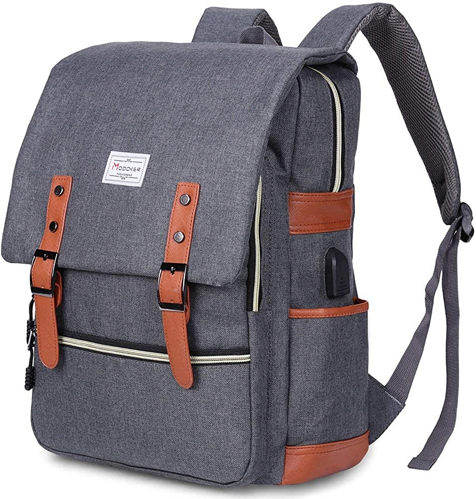 Vintage Laptop Backpack for Women Men,School College Backpack with USB Charging Port Fits 15.6Inch Notebook