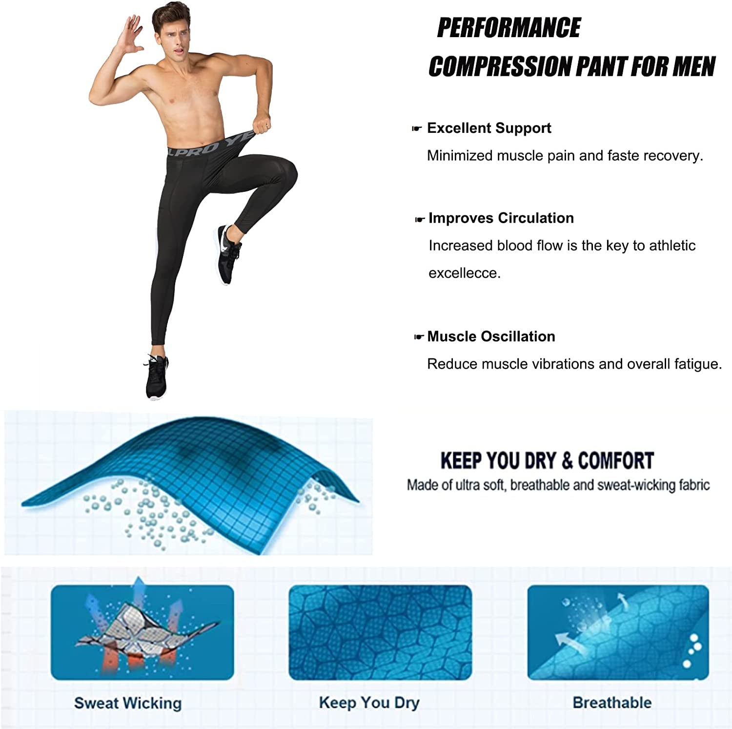 3 Pack Men'S Compression Pants Cool Dry Athletic Tights Sport Leggings with Pocket Baselayer for Running Football Yoga