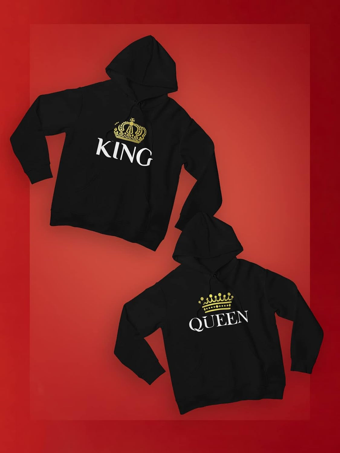 King and Queen Matching Hoodies for Couples His and Hers Couple Hoodie Set